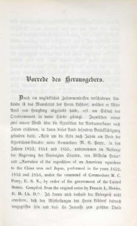 Vorrede des Herausgebers