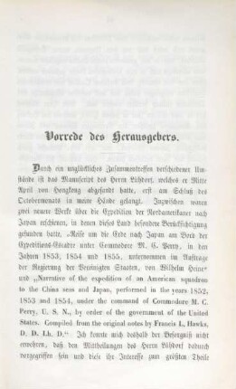 Vorrede des Herausgebers