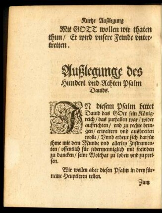 Außlegunge des Hundert und Achten Psalm Davids.