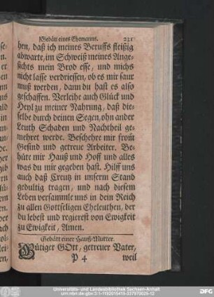 Gebätt einer Hauß-Mutter.