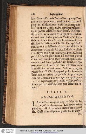 CAPVT V. DE DEI ESSENTIA.