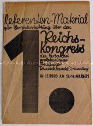 Referenten-Material zur 1. Reichskonferenz des Verbandes proletarischer Freidenker