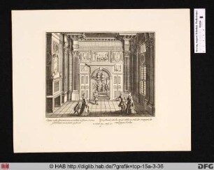 [Die schmale Seite des Speisesahl am Ende der Orangerie des Schlosses Salzdahlum].