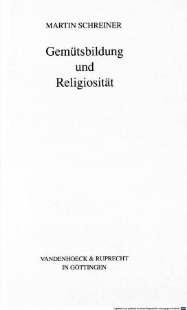Gemütsbildung und Religiosität