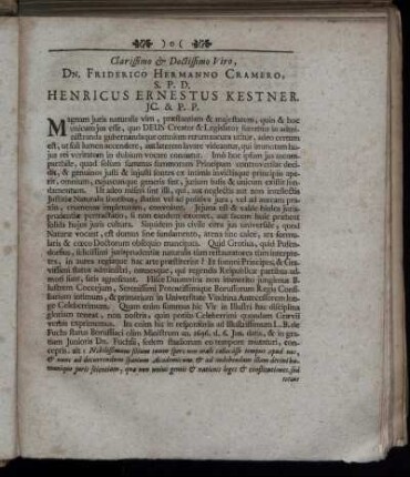 Clarissimo & Doctissimo Viro, ...