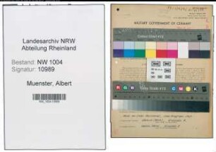 Entnazifizierung Albert Muenster , geb. 01.03.1897 (Lokfuehrer)