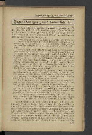 Jugendbewegung und Gewerkschaften