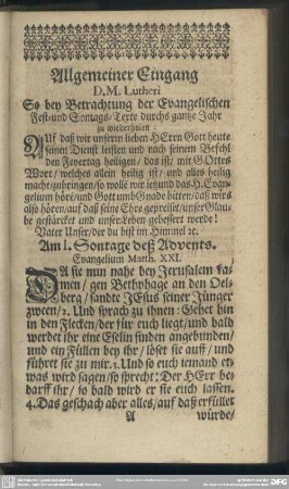 Am I. Sontage deß Advents