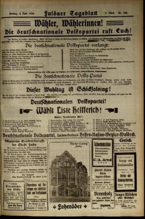 Zweite Ausgabe vom Freitag, den 04. Juni 1920.