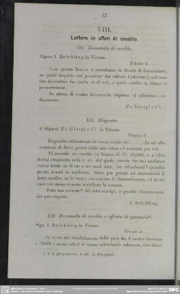VIII. Lettere in affari di credito