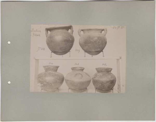 Five clay vessels. L. Adam Collection