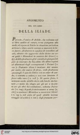 Argomento del XVI libro della Iliade