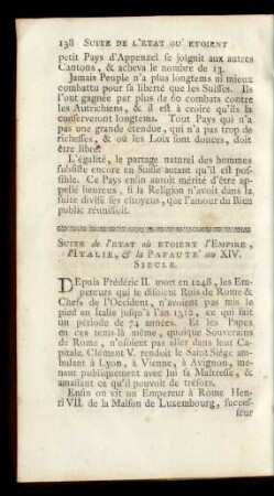 Suite de l'Etat où Etoient l'Empire, l'Italie, et la Papauté au XIV. Siecle.