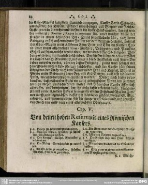 Cap. V. Von denen hohen Reservatis eines Römischen Kaysers