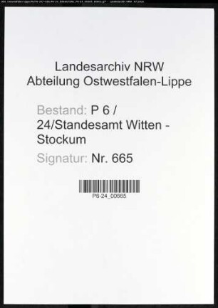 Heiratsregister Standesamt Witten-Stockum
