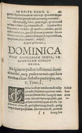 Dominica Post Epiphaniam Sexta, In Epistolam Concio ...
