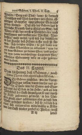 Das II. Capitel. Vom Ursprung deß Schnees nach seiner Natur und eigentlichen Wesen.
