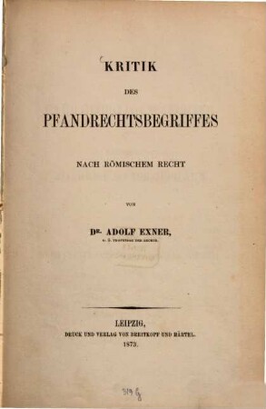 Kritik des Pfandrechtsbegriffes nach römischem Recht