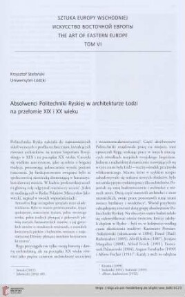 Absolwenci Politechniki Ryskiej w architekturze Łodzi na przełomie XIX i XX wieku