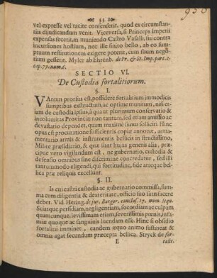 Sectio VI. De Custodia fortalitiorum.