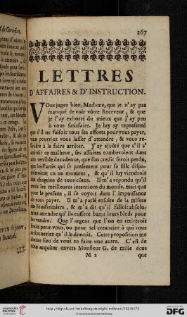 Lettres d'affaires & d'instruction