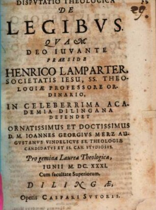 Disp. theol. de legibus