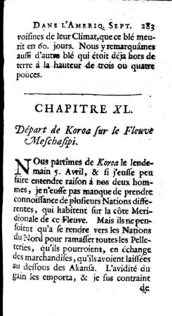 Départ de Koroa sur le Fleuve Meschasipi