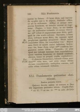 XLI. Fundamenta patientiae christianae.