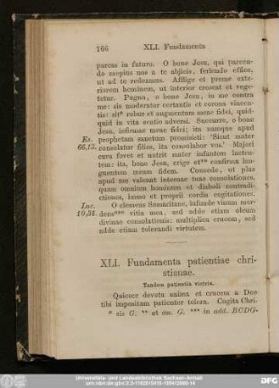 XLI. Fundamenta patientiae christianae.