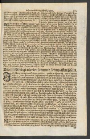 ... über den sieben und siebentzigsten Psalm
