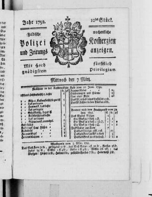 10tes Stück., Ausgabe vom 7. März 1792