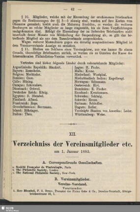 XII. Verzeichniss der Vereinsmitglieder etc. am 1. Januar 1833