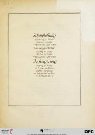 Schaustellung/ Versteigerung