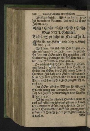 Das XXIII. Capitel. Trost-Sprüche in Kranckheit.