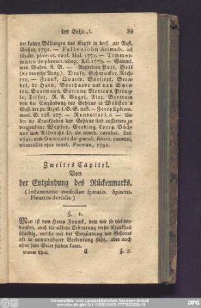 Zweites Capitel. Von der Entzündung des Rückenmarks.