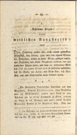 V. Schlimme Folgen eines weiblichen Rangstreits.