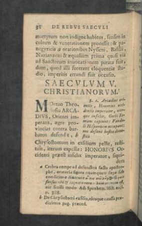 Saeculum V. Christianorum.