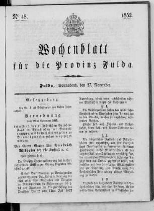 Nr. 48, Ausgabe vom 27. November 1852