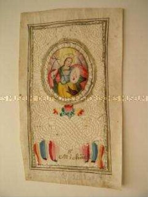 Andachtsbild (Spitzenbild) mit Darstellung des heiligen Michael ;1701/1750