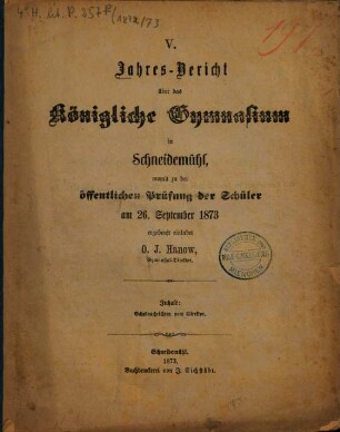 Jahresbericht : Ostern ..., 1873