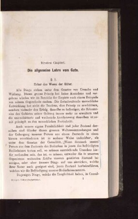 Erstes Capitel. Die allgemeine Lehre vom Gute