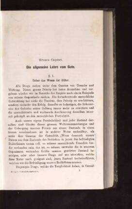 Erstes Capitel. Die allgemeine Lehre vom Gute