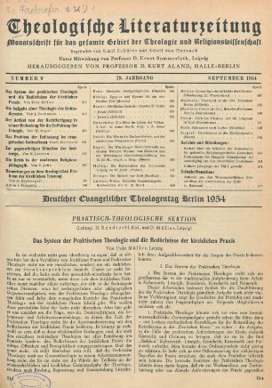 513-520 Das System der Praktischen Theologie und die Bedürfnisse der kirchlichen Praxis