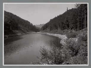 Schlesien. Blick auf die Weistritz-Talsperre bei Breitenhain
