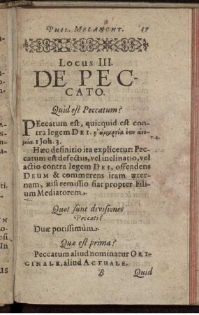 Locus III. De Peccato