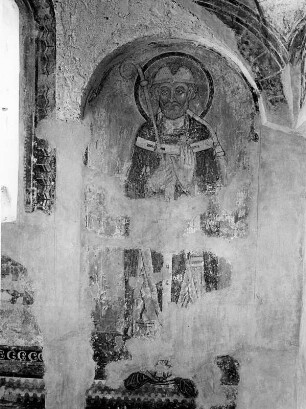 Heiliger Bischof : Heiliger Bischof. Fresko (um 1160-1165). Pürgg-Trautenfels, Sankt Johannes Kapelle