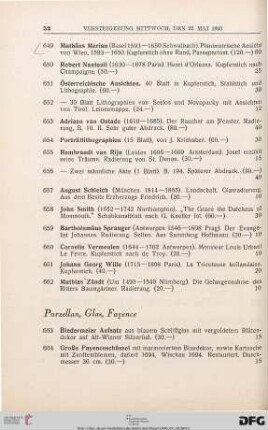 Porzellan, Glas, Fayence (Nr. 663-715)