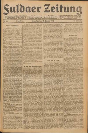 Ausgabe vom Samstag, den 17. Januar 1914.