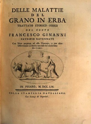 Delle malattie del grano in erba