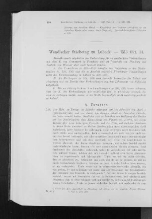 Wendischer Städtetag zu Lübeck. - 1513 Okt. 14.
